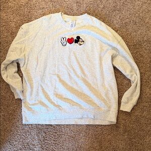 Disney Embroidered Peace, Love, Mickey Sweatshirt - L